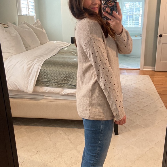 Anthropologie ~Moth~ Cashmere Blend Mock Neck
Perforated Sleeve Sweater - Picture 10 of 10